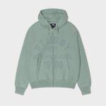 Stussy Established Zip Grey Green Hoodie