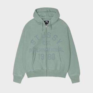 Stussy Established Zip Grey Green Hoodie