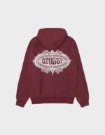 Stussy Mantra Zip Burgundy Hoodie