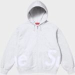 Supreme Big Logo Zip Heather Grey Hoodie
