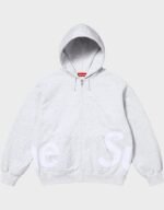 Supreme Big Logo Zip Heather Grey Hoodie