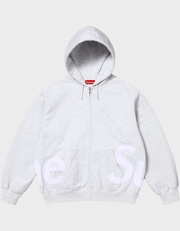 Supreme Big Logo Zip Heather Grey Hoodie Supreme Big Logo Zip Heather Grey Hoodie