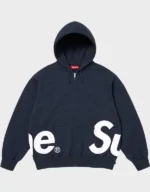Supreme Big Logo Zip Up Navy Hoodie