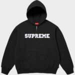 Supreme Collegiate Applique Black Hoodie | The Hoodie Maker UK
