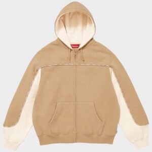 Supreme Piping Zip up Tan Hoodie | The Hoodie Maker UK