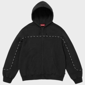 Supreme Piping Zip up Black Hoodie | The Hoodie Maker UK