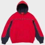 Supreme Piping Red Zip up Hoodie | The Hoodie Maker UK