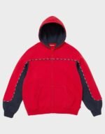 Supreme Piping Red Zip up Hoodie | The Hoodie Maker UK