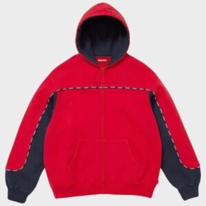 Supreme Piping Red Zip up Hoodie | The Hoodie Maker UK